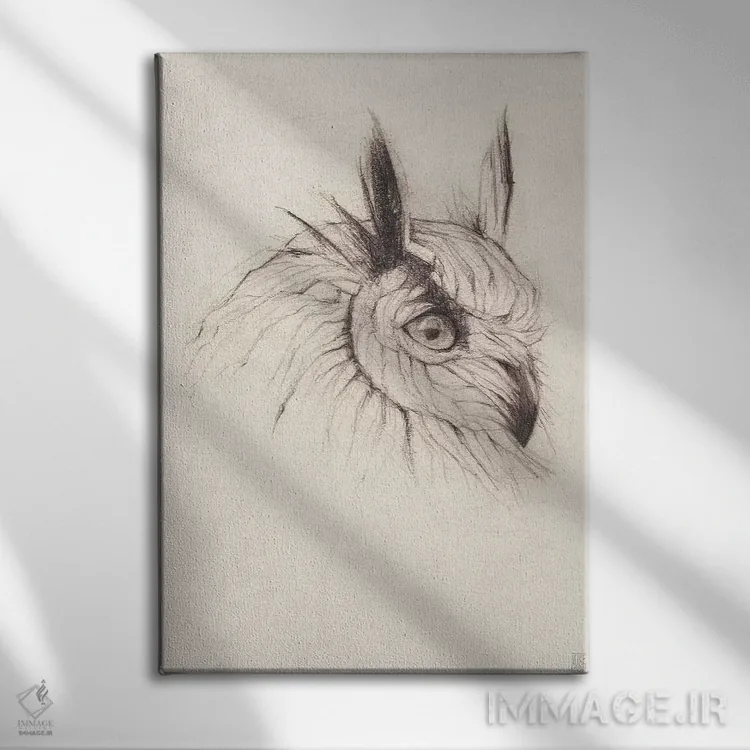 تابلو دکوراتیو "جغد ۲" اثر مایک کوبو - نمای روبهرو روی دیوار