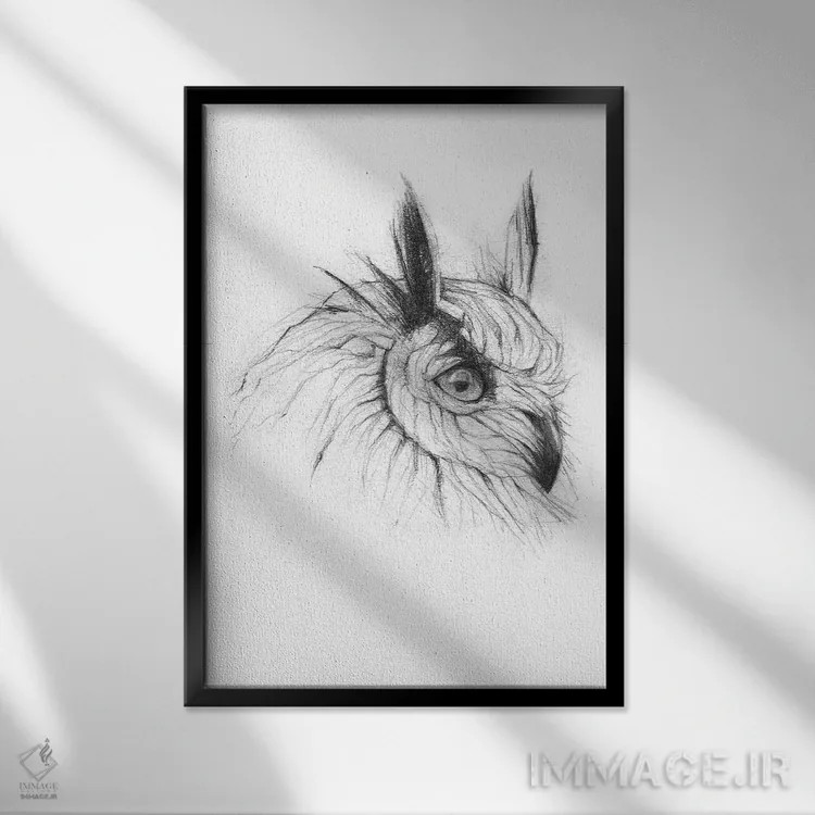 تابلو دکوراتیو "جغد ۳" اثر مایک کوبو - نمای قابدار مشکی