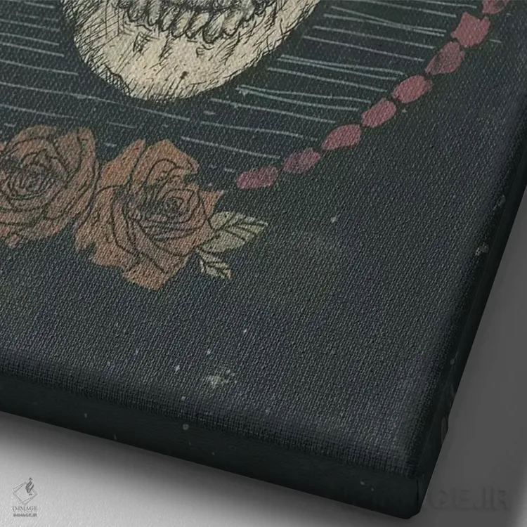 تابلو دکوراتیو "جمجمه نخل" اثر مایک کوبو - نمای نزدیک بافت بوم