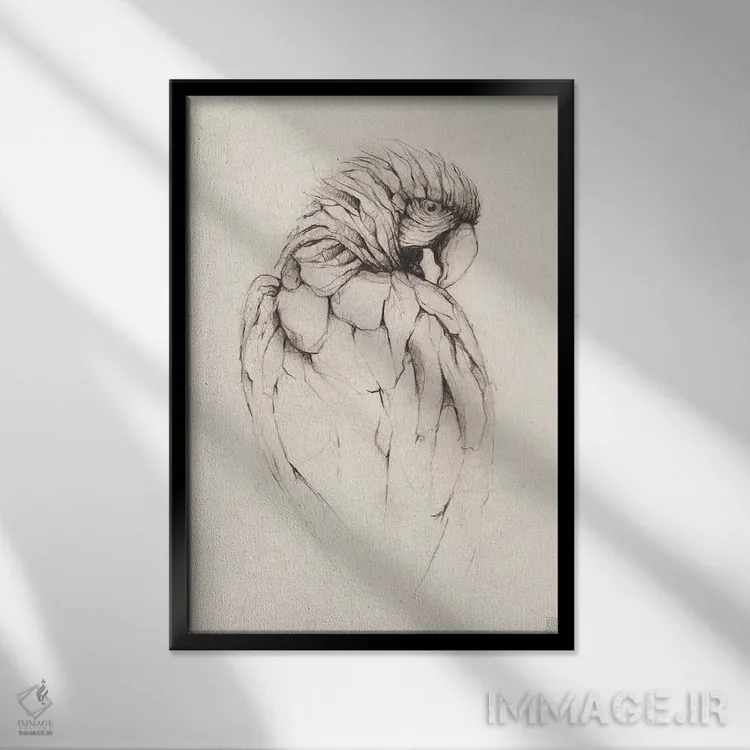 تابلو دکوراتیو "طوطی ۱" اثر مایک کوبو - نمای قابدار مشکی