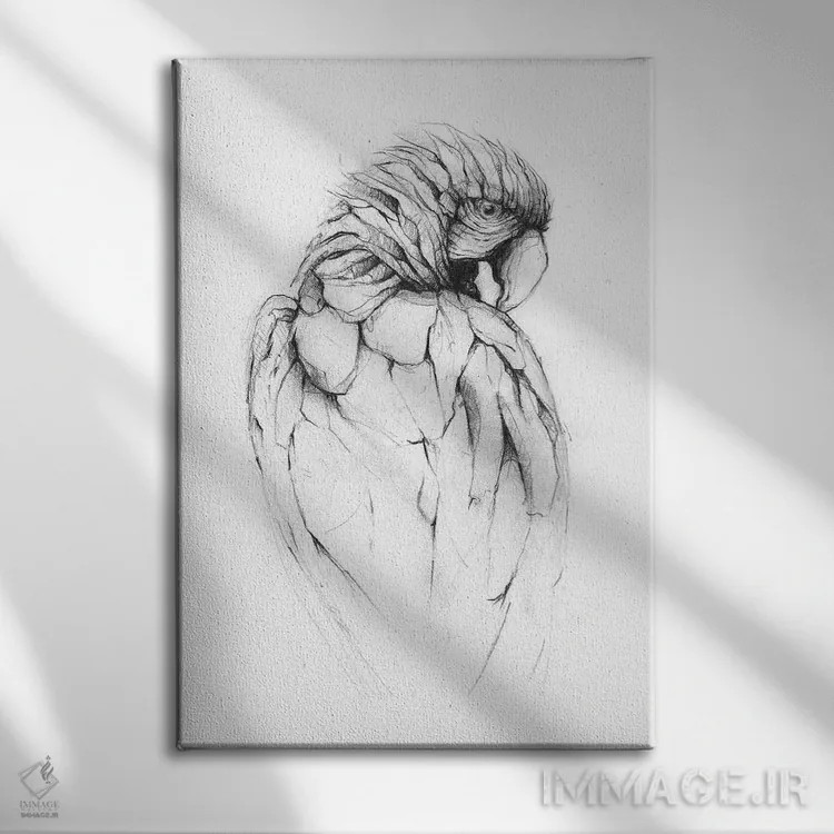 تابلو دکوراتیو "طوطی ۲" اثر مایک کوبو - نمای روبهرو روی دیوار