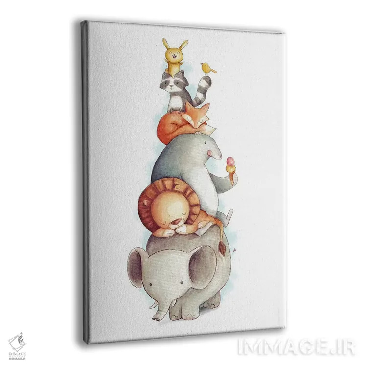 تابلو دکوراتیو "حیوانات مهمانی" اثر مایک کوبو - نمای پرسپکتیو محصول