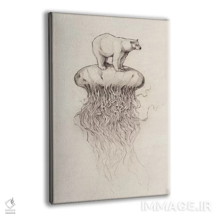 تابلو دکوراتیو "خرس قطبی و عروس دریایی ۱" اثر مایک کوبو - نمای پرسپکتیو محصول