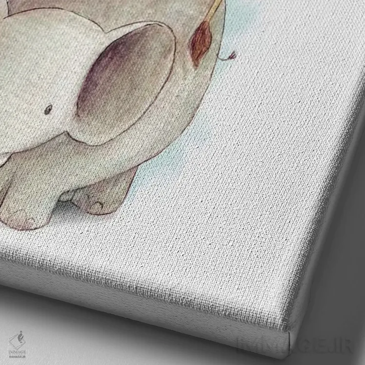 تابلو دکوراتیو "حیوانات مهمانی" اثر مایک کوبو - نمای نزدیک بافت بوم