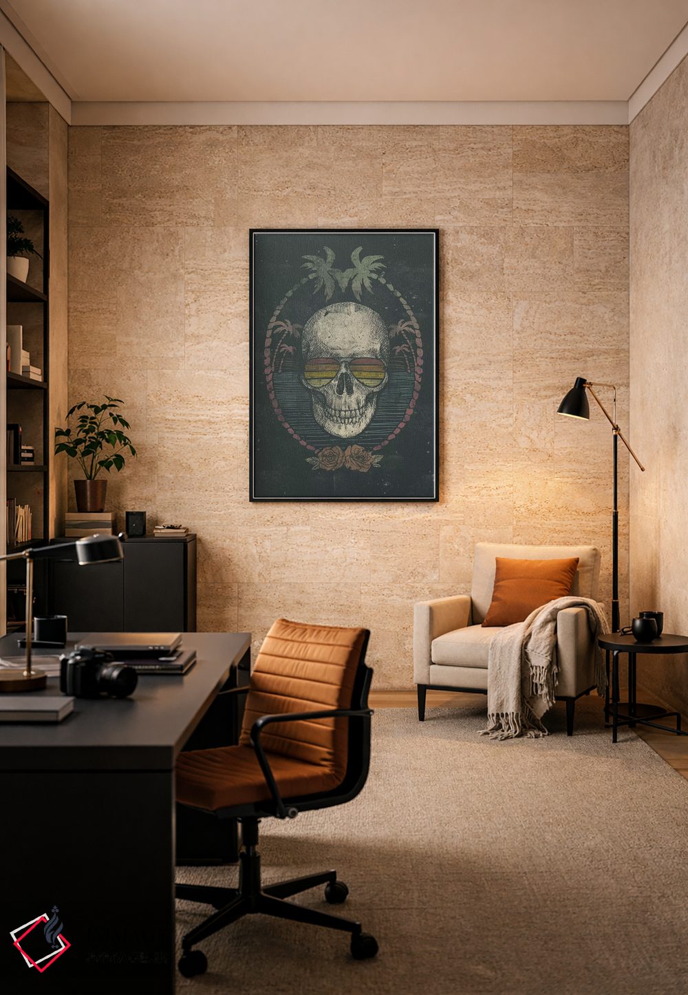 تابلو دکوراتیو "جمجمه نخل" اثر مایک کوبو - D6B