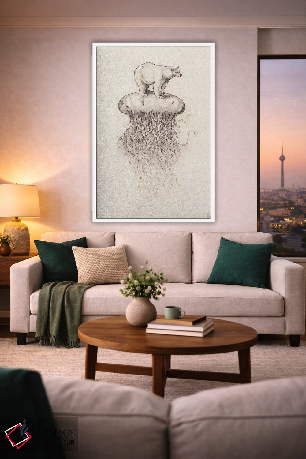 تابلو دکوراتیو "خرس قطبی و عروس دریایی ۱" اثر مایک کوبو - D1W