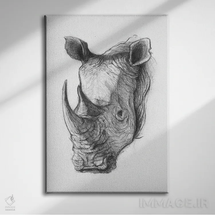 تابلو دکوراتیو "کرگدن ۵" اثر مایک کوبو - نمای روبهرو روی دیوار