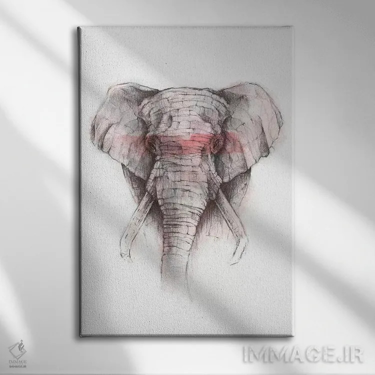 تابلو دکوراتیو "راه راه قرمز" اثر مایک کوبو - نمای روبهرو روی دیوار