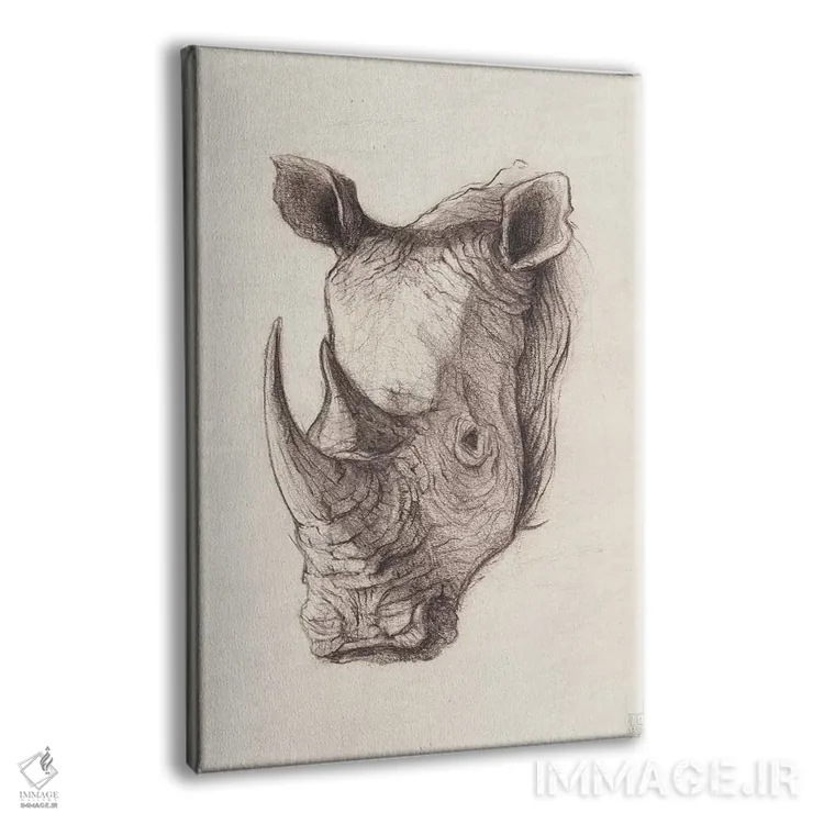 تابلو دکوراتیو "کرگدن ۱" اثر مایک کوبو - نمای پرسپکتیو محصول