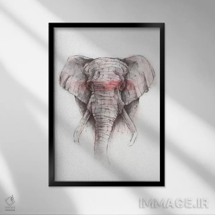 تابلو دکوراتیو "راه راه قرمز" اثر مایک کوبو - نمای قابدار مشکی