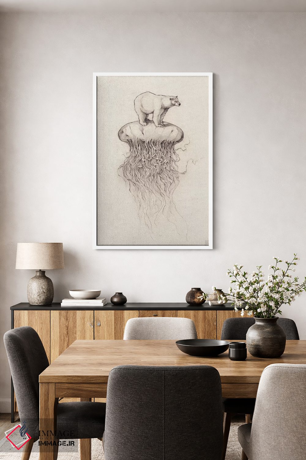 تابلو دکوراتیو "خرس قطبی و عروس دریایی ۱" اثر مایک کوبو - D5W