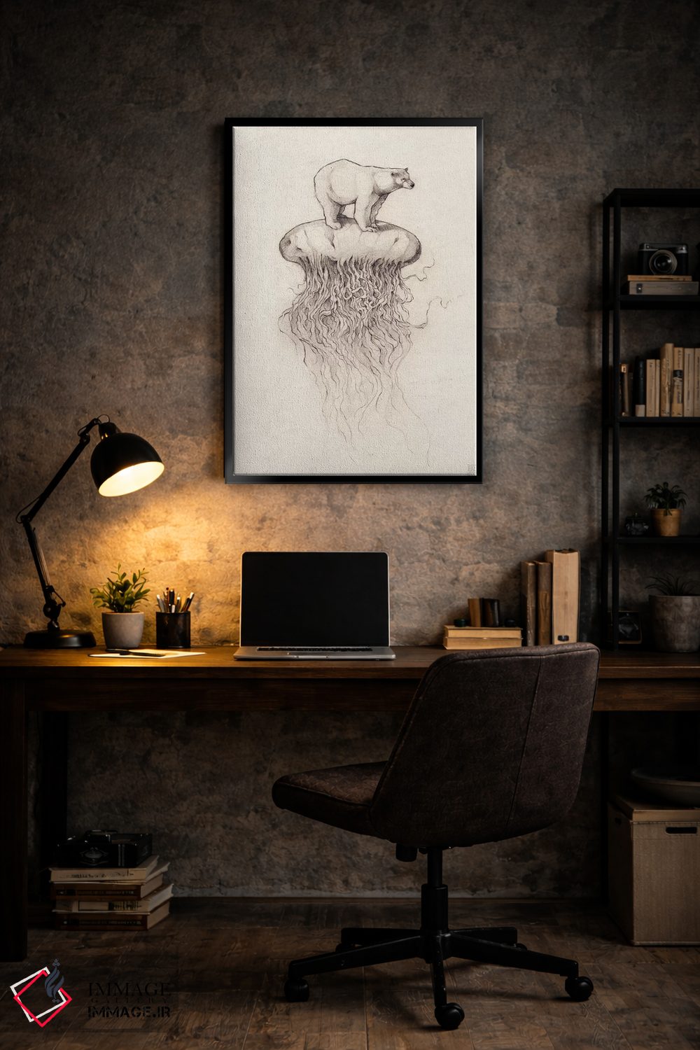 تابلو دکوراتیو "خرس قطبی و عروس دریایی ۱" اثر مایک کوبو - D6B