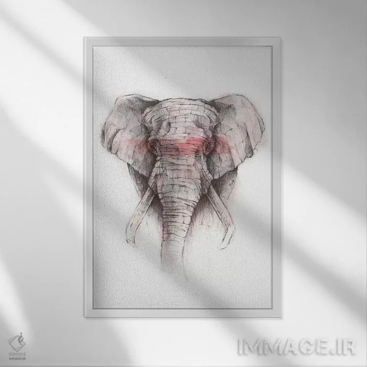 تابلو دکوراتیو "راه راه قرمز" اثر مایک کوبو - نمای قابدار سفید