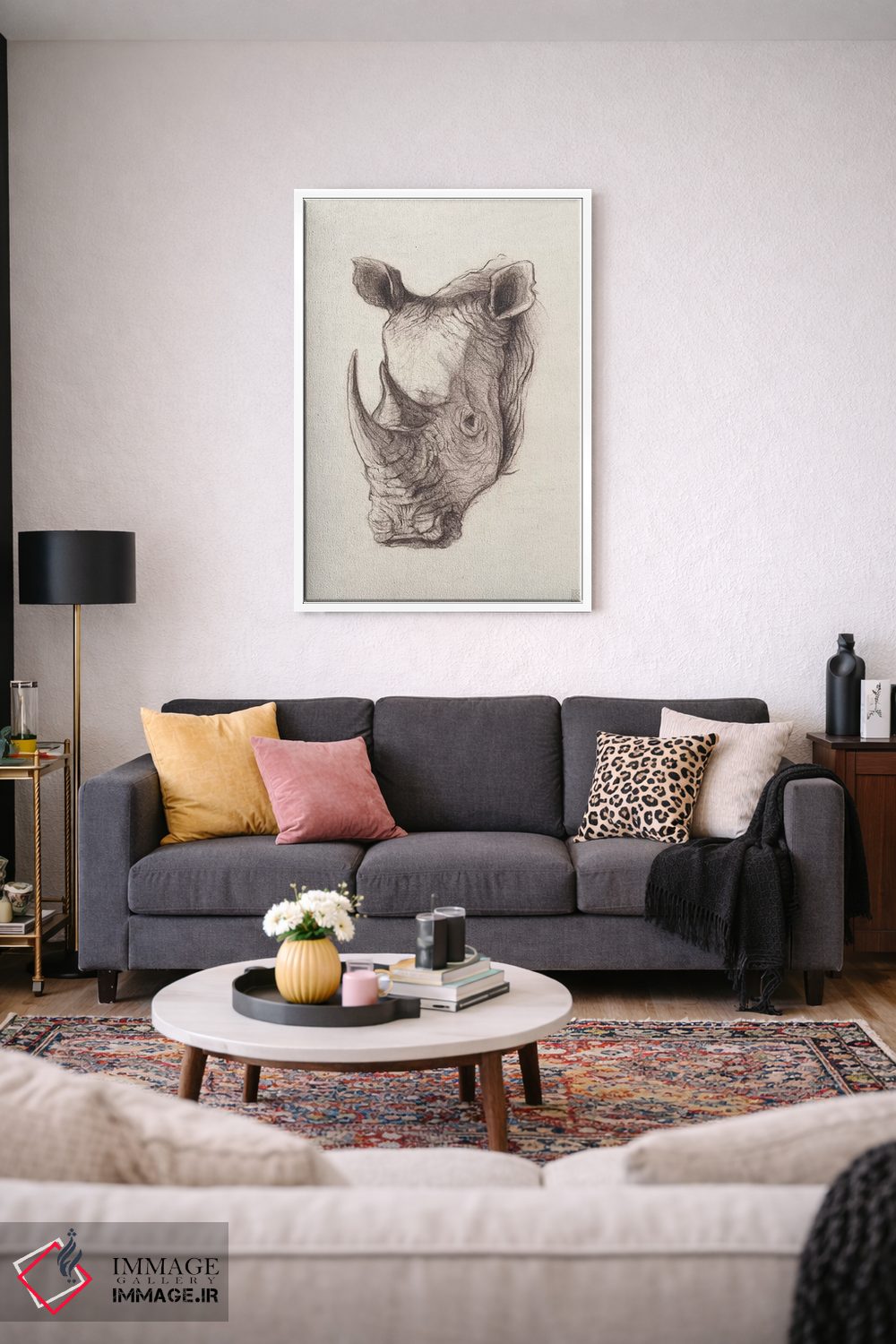 تابلو دکوراتیو "کرگدن ۱" اثر مایک کوبو - D1W