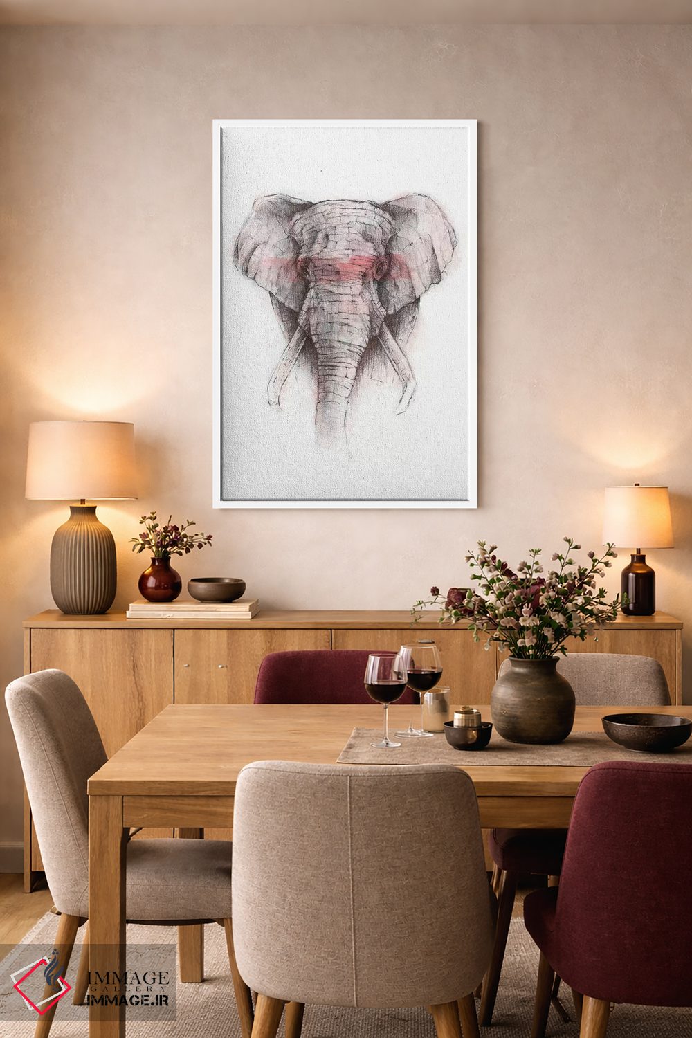 تابلو دکوراتیو "راه راه قرمز" اثر مایک کوبو - D5W