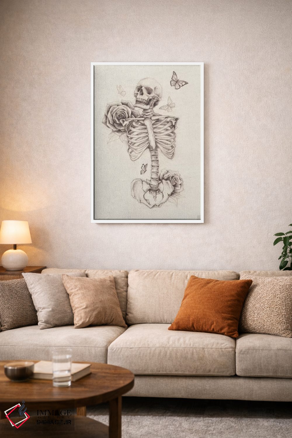 تابلو دکوراتیو "اسکلت و گل رز ۱" اثر مایک کوبو - D2W