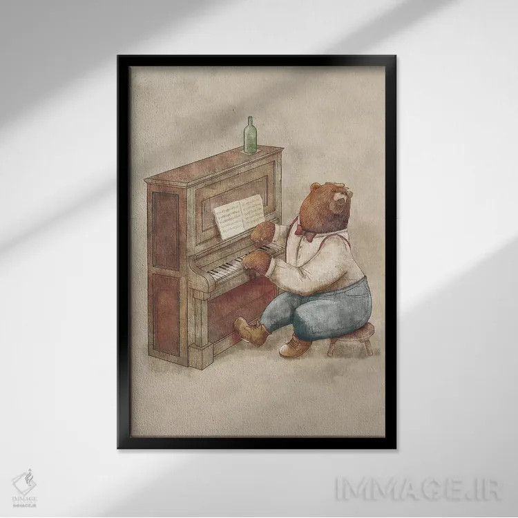 تابلو دکوراتیو "پیانیست" اثر مایک کوبو - نمای قابدار مشکی