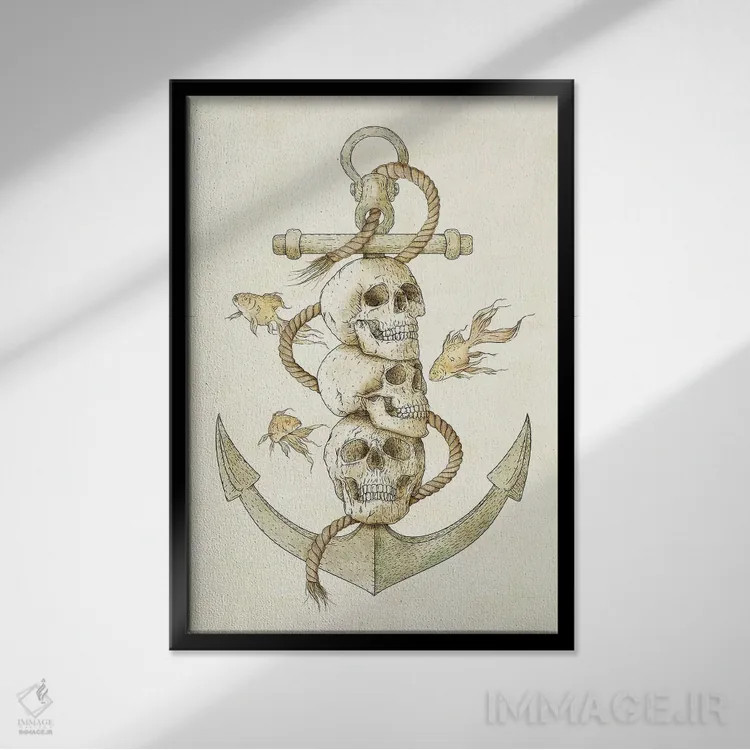 تابلو دکوراتیو "سه دزد دریایی گمشده" اثر مایک کوبو - نمای قابدار مشکی