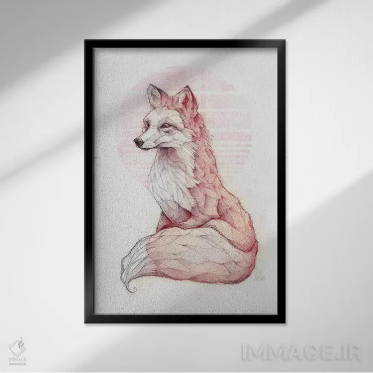 تابلو دکوراتیو "روباه معمولی ۱" اثر مایک کوبو - نمای قابدار مشکی