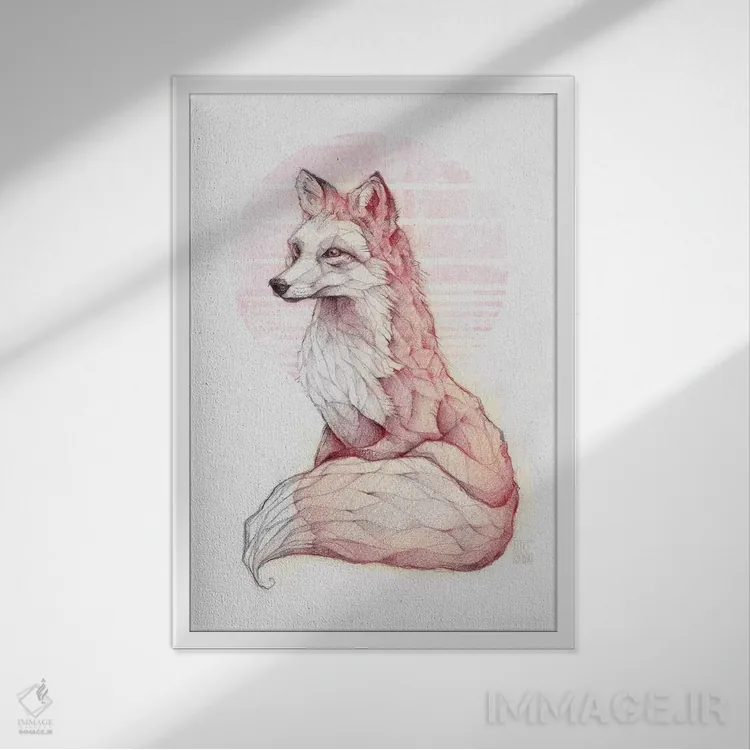 تابلو دکوراتیو "روباه معمولی ۱" اثر مایک کوبو - نمای قابدار سفید