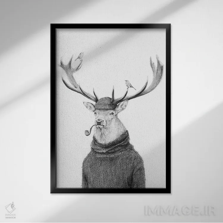 تابلو دکوراتیو "تفکر وحشی" اثر مایک کوبو - نمای قابدار مشکی