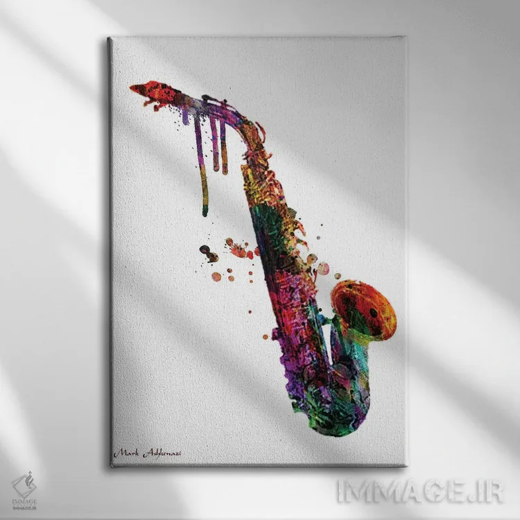 تابلو دکوراتیو "ساکسوفون ۲" اثر مارک اشکنازی - نمای روبهرو روی دیوار