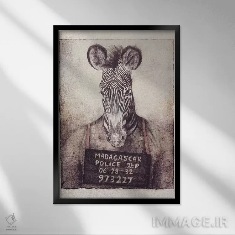 تابلو دکوراتیو "عکس پلیس ماداگاسکار" اثر مایک کوبو - نمای قابدار مشکی