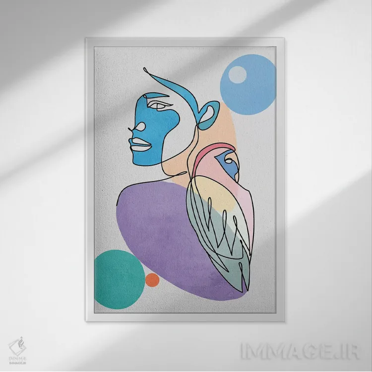 تابلو مینیمال "پرندگان عاشق" اثر مارک اشکنازی - نمای قابدار سفید