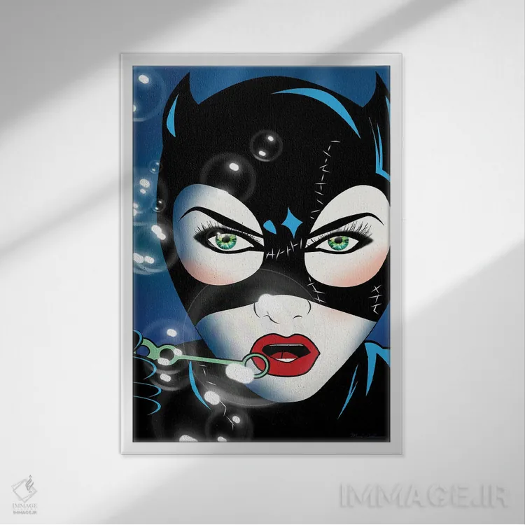 تابلو دکوراتیو "زن گربه ای" اثر مارک اشکنازی - نمای قابدار سفید