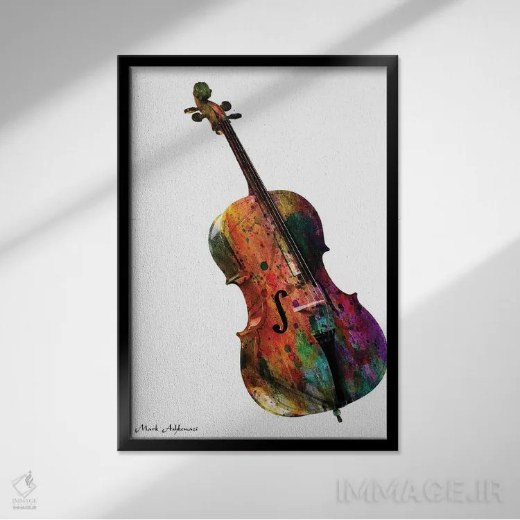 تابلو دکوراتیو "ویولنسل" اثر مارک اشکنازی - نمای قابدار مشکی