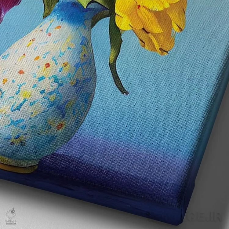 تابلو دکوراتیو "سطل لاله ها" اثر مارک اشکنازی - نمای نزدیک بافت بوم