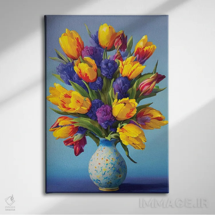 تابلو دکوراتیو "سطل لاله ها" اثر مارک اشکنازی - نمای روبهرو روی دیوار