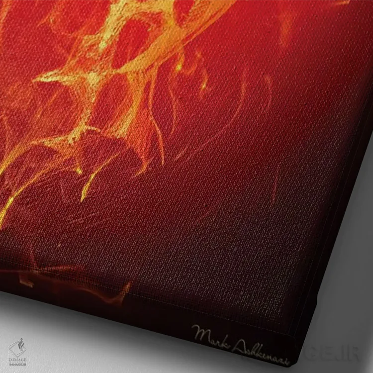تابلو دکوراتیو "مرد آتش" اثر مارک اشکنازی - نمای نزدیک بافت بوم