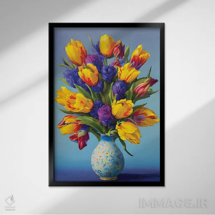 تابلو دکوراتیو "سطل لاله ها" اثر مارک اشکنازی - نمای قابدار مشکی