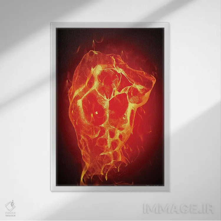 تابلو دکوراتیو "مرد آتش" اثر مارک اشکنازی - نمای قابدار سفید