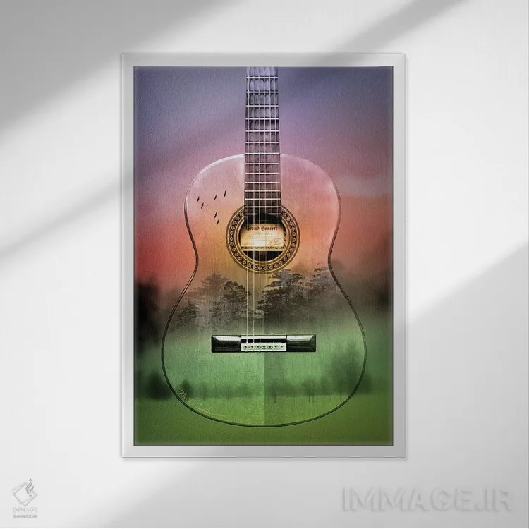 تابلو دکوراتیو "جنگل گیتار" اثر مارک اشکنازی - نمای قابدار سفید