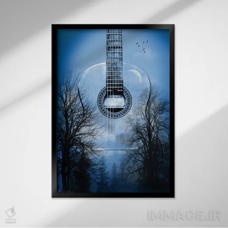 تابلو دکوراتیو "شب موسیقی مرموز" اثر مارک اشکنازی - نمای قابدار مشکی