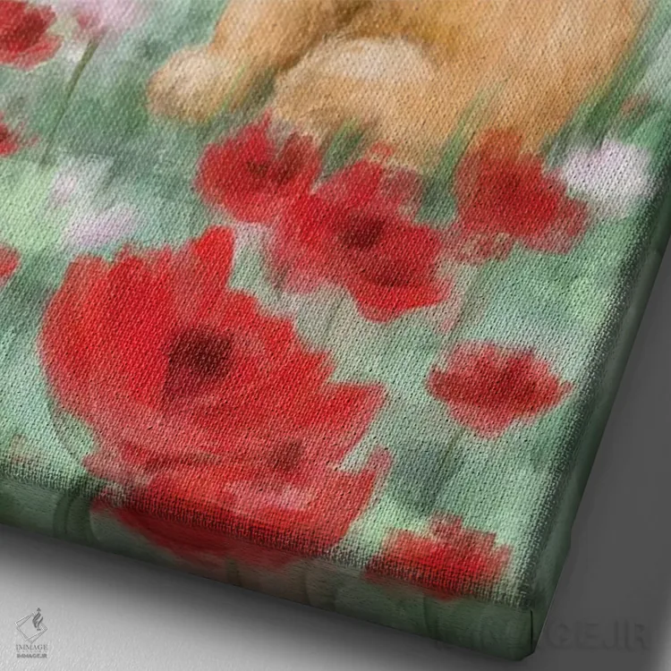 تابلو دکوراتیو "طلایی با پروانه" اثر ماکیکو - نمای نزدیک بافت بوم