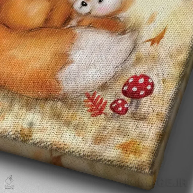 تابلو دکوراتیو "روباه ۲" اثر ماکیکو - نمای نزدیک بافت بوم