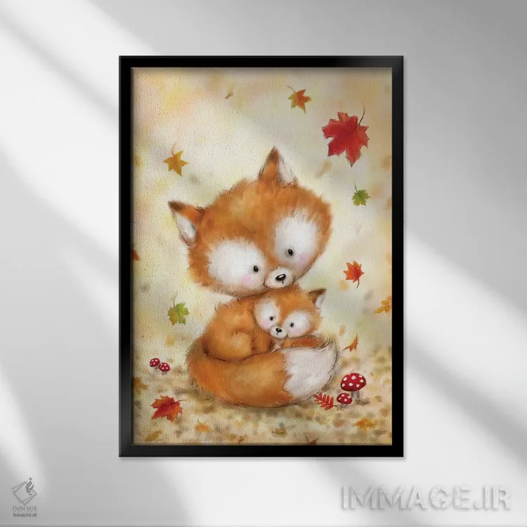 تابلو دکوراتیو "روباه ۲" اثر ماکیکو - نمای قابدار مشکی