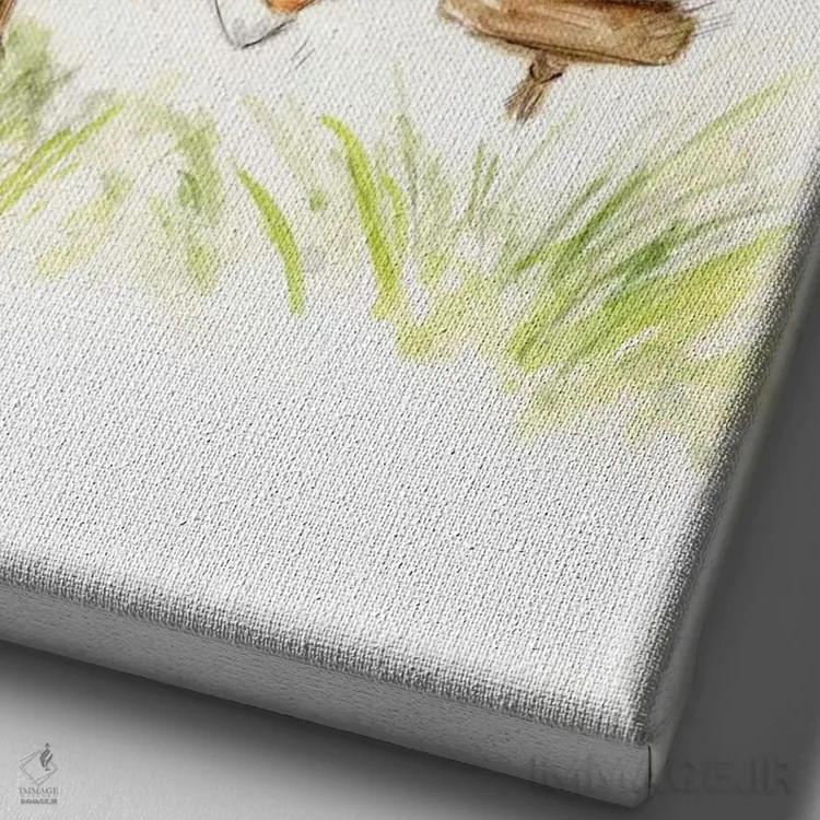 تابلو دکوراتیو "دختر کوچولو روی تاب با سگ" اثر ماکیکو - نمای نزدیک بافت بوم