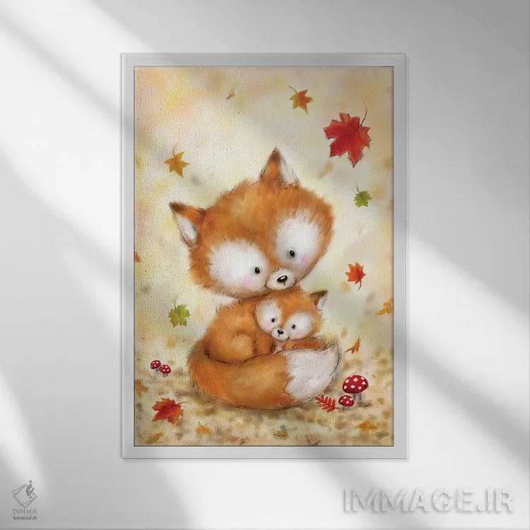 تابلو دکوراتیو "روباه ۲" اثر ماکیکو - نمای قابدار سفید