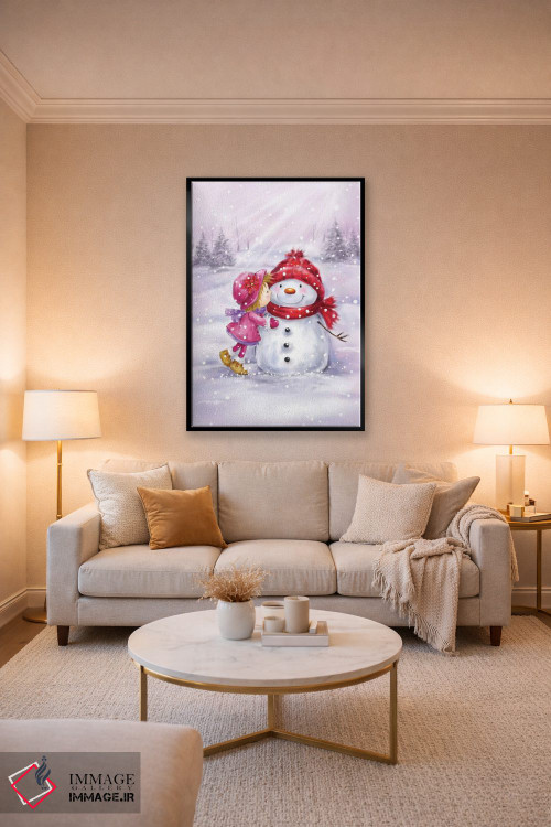تابلو دکوراتیو "دختری که به آدم برفی بوسه می زند" اثر ماکیکو - D5B