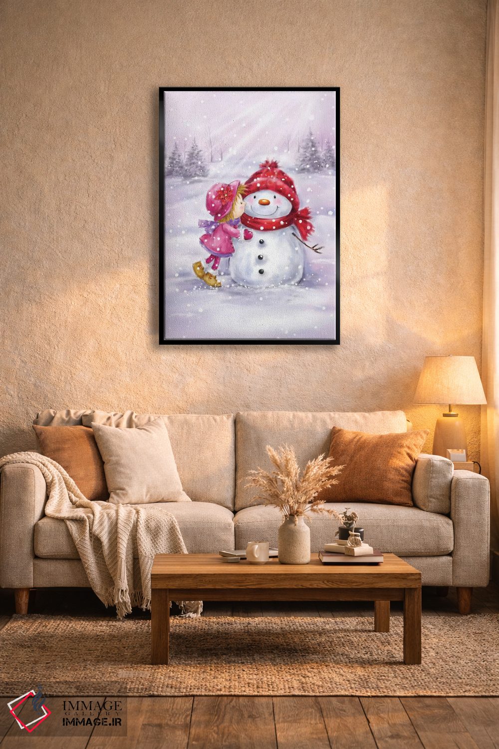 تابلو دکوراتیو "دختری که به آدم برفی بوسه می زند" اثر ماکیکو - D6B