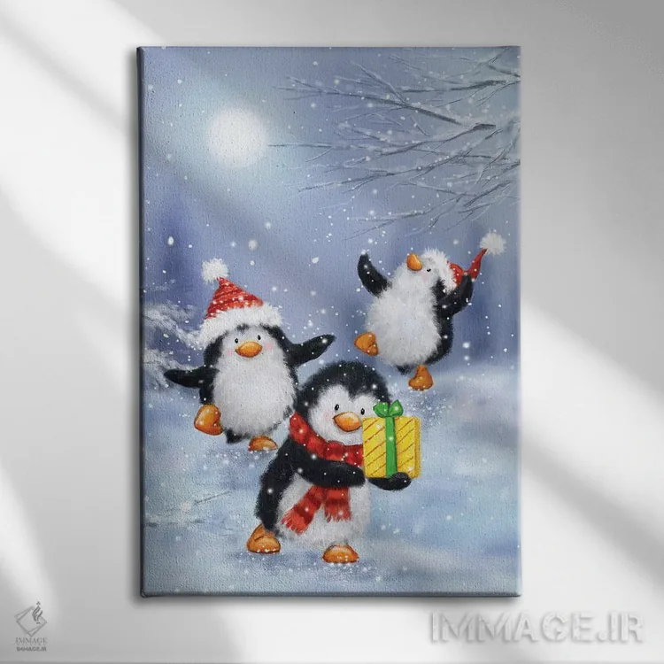 تابلو دکوراتیو "پنگوئن ها" اثر ماکیکو - نمای روبهرو روی دیوار