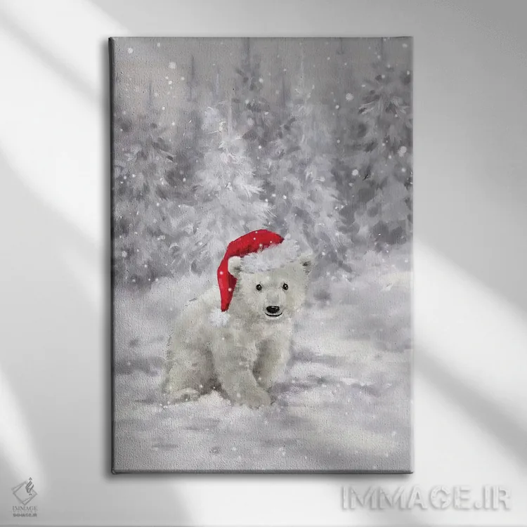 تابلو دکوراتیو "خرس قطبی در جنگل ۲" اثر ماکیکو - نمای روبهرو روی دیوار