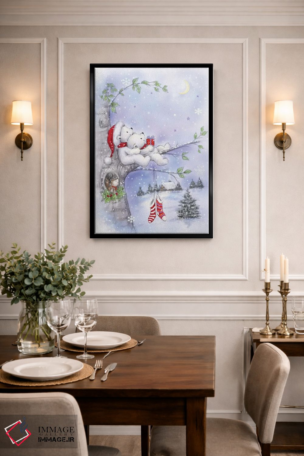 تابلو دکوراتیو "زوج خرس روی درخت" اثر ماکیکو - D3B