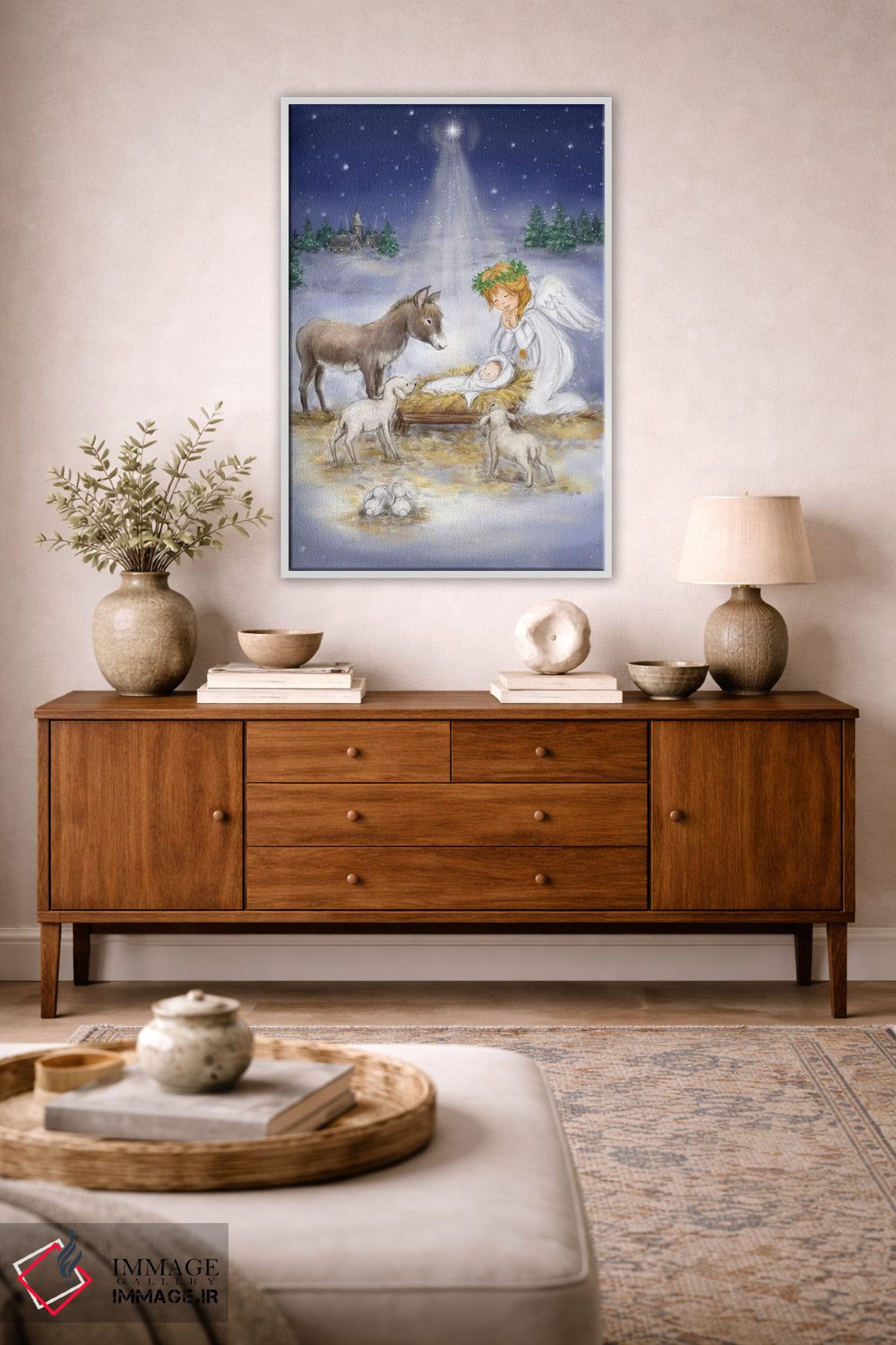 تابلو دکوراتیو "تولد عیسی با فرشته" اثر ماکیکو - D1W