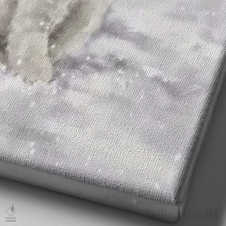 تابلو دکوراتیو "خرس قطبی در جنگل ۲" اثر ماکیکو - نمای نزدیک بافت بوم