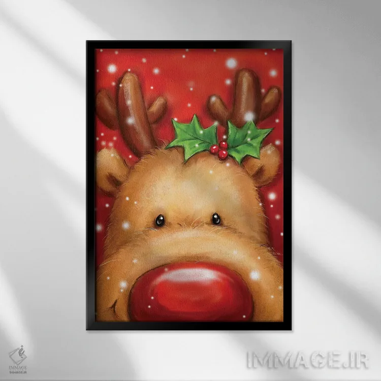 تابلو دکوراتیو "گوزن شمالی ۱" اثر ماکیکو - نمای قابدار مشکی